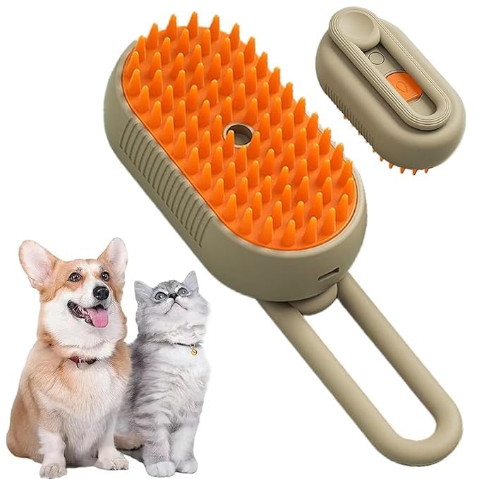 Pet Hair Brush for Dogs & Cats | Foldable Steamer Grooming Comb | Self...