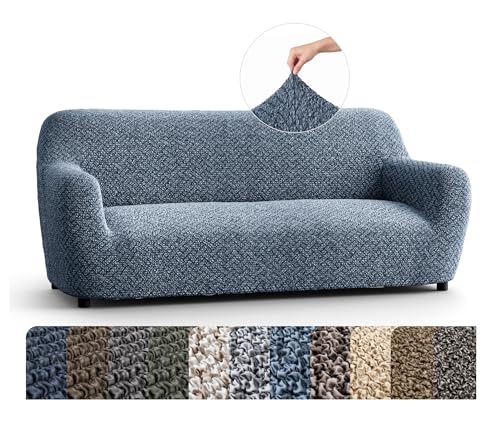 PAULATO BY GA.I.CO. Sofa Slipcover - Stretch Couch Cover - Stylish Cushion Sofa Cover - Soft Polyester Fabric Slipcovers - 1-Piece Form Fit Washable Protector for Pet - Microfibra - Venezia Blue