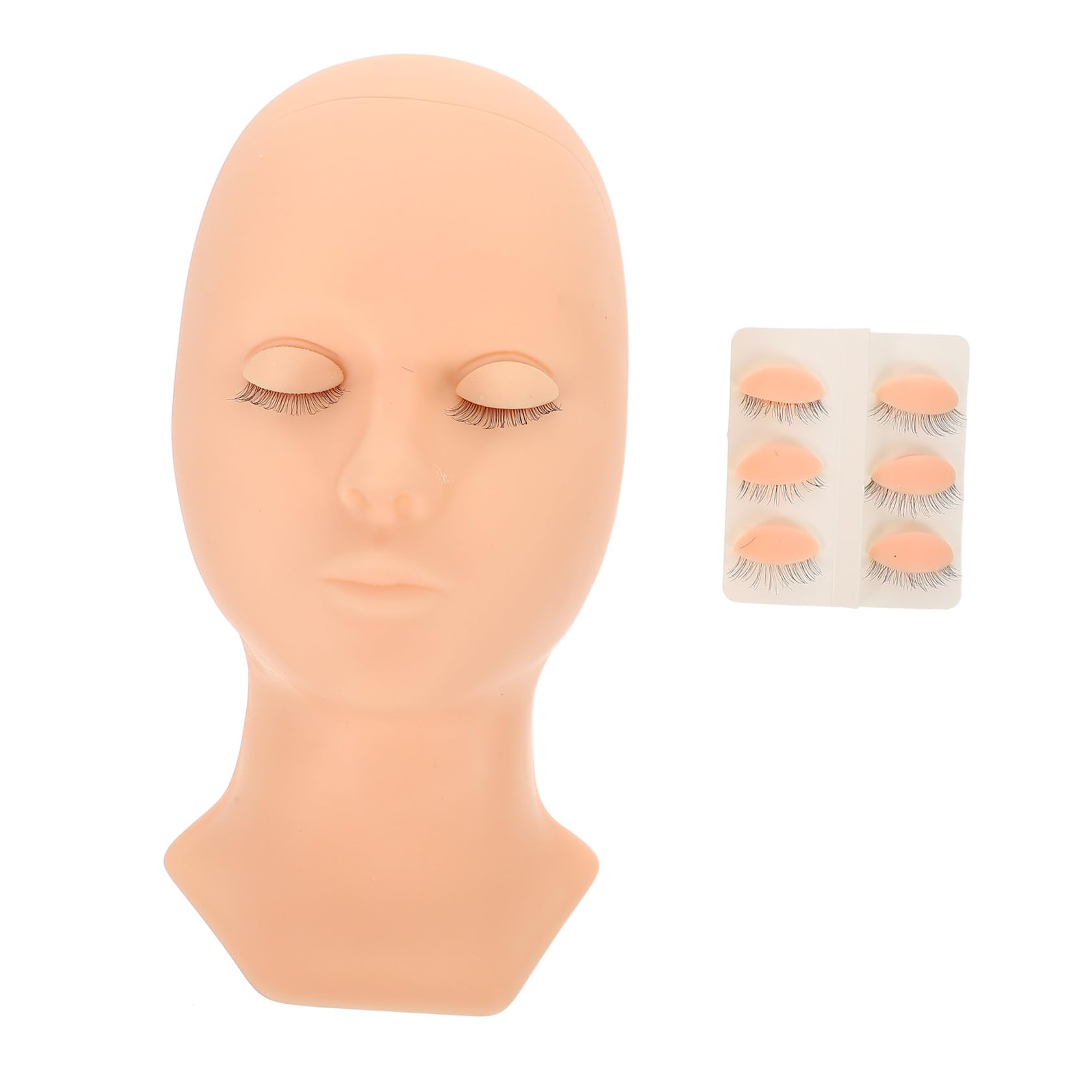Mikikit Wimpern und Wiederverwendbarer Kopfform Übungskopf Silikon mit Abnehmbarem Augenlid für Gesichts Massage und Individuelles Training
