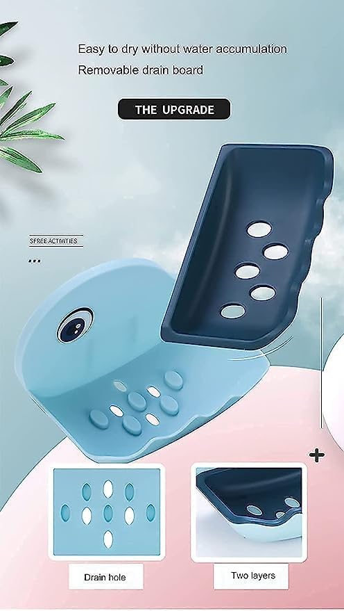 Image of Soap Stand Holder for Bathroom Kitchen Sink Magic Stickers Wall Mounted (Pack of 2 Pcs) Soap Dish Holder, Fish Design Random Color