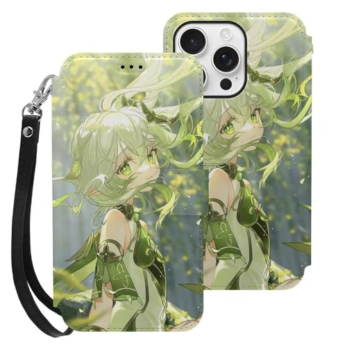 For ���_ Genshin Impact �Ή� iPhone 16pro �X�}�[�g�t�H���P�[�X �蒠�^ ����PU���U�[ ���u���X�^���h�@�\�t�� �J�[�h�X���b�g �X�g���b�v�t�� ���z�^ �}�j���A���� �J�[�h���[ ��G�肪�悢 �}�O�l�b�g�� �|�����z���� 