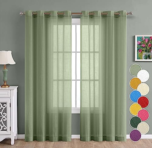 THE LINEN COMPANY Cotton Linen Sheer Solid Door Curtain With Steel Eyelet Rings- 4.5 X 7 Feet (Set...