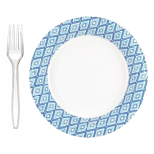 Charmount Disposable 8.5 Paper Plates Sets - Disposable Dinnerware Sets for 150 Guests, 150 Plates, 150 Disposable Forks, Tableware for Party, Daily Use, Camping