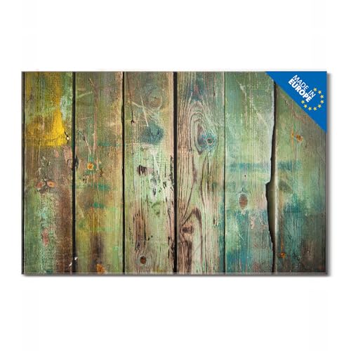 banjado Glas Magnettafel (120 x 80cm) - Magnetwand Glas - Magnetpinnwand als Memoboard - Pinnwand Magnettafel Küche, Büro, Kinderzimmer - Grünes Holz