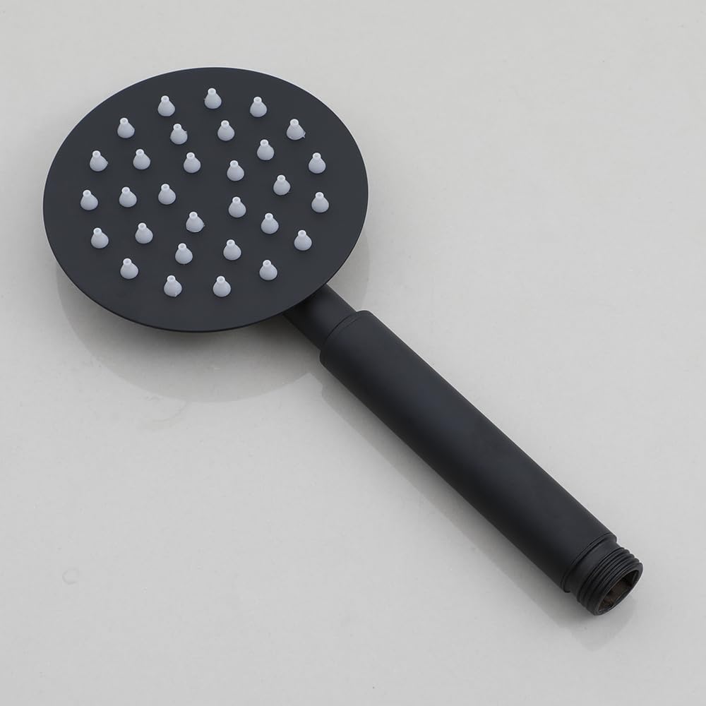 Exposed Shower System With Tub Spout Matte Black Exposed Shower Faucet Set Wall Mounted Shower Fixture With 3 Functions Mixer 8 inch Round Rainfall Shower Head And Hand Held Shower Spray