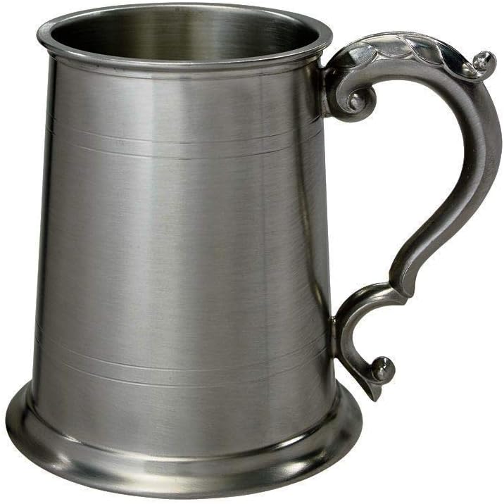 Wentworth Pewter 1 Pint Antique Fancy Handle Tankard (with engraving)