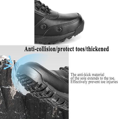 Image of Man Tactical Military Boots Black Men's Shoes Desert Combat Army Outdoor Hiking Shoes Side zipper