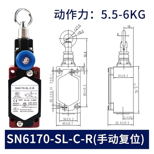 Limiteur de course LS-LX-S/Z robuste avec arrêt d'urgence à câble manuel