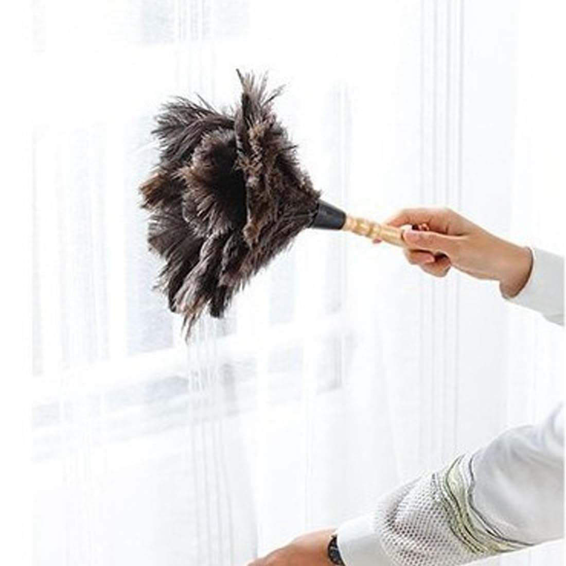 plumero de plumas, Mango de madera, plumas naturales y esponjosas, ideal for la limpieza del hogar, el coche oficina