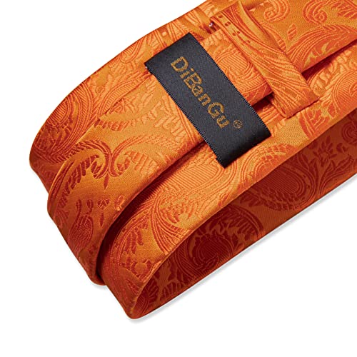 Image of DiBanGu Paisley Ties for Men Silk Necktie and Pocket Square Cufflinks Tie Clip Set Woven Classic Mens Tie for Wedding Party