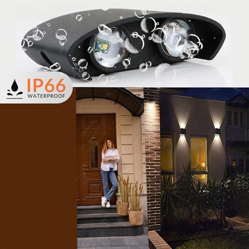 Image of GIGAWATTTS 4-Watt U-Shaped Up Down LED Wall Light Outdoor Indoor BIS Approved IP65 Waterproof Exterior & Interior 4 Way Sconce Lamp for Garden Patio Fence (Warm White, Pack of 1)