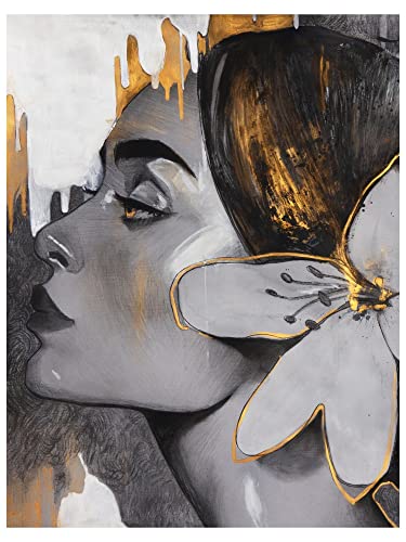 Krafty Mate Paint by Number for Adults, DIY Acrylic Painting Kit with Framed Canvas, 4 Brushes & Magnifying Glass, Paint by Numbers for Adults Sets, Paint by Numbers for Adults Gold Lady (16 x 12 )