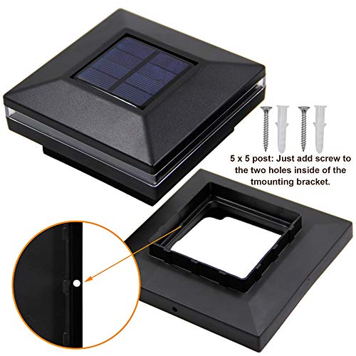 MAGGIFT 15 Lumen Solar Post Lights, Outdoor Post Cap Light for Fence Deck or Patio, Solar Powered Caps, Warm White High Brightness SMD LED Lighting, Lamp Fits 4x4, 5x5 or 6x6 Wooden Posts, 4 Pack