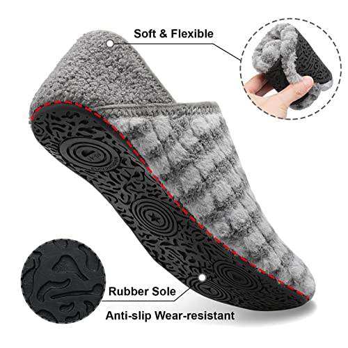 Image of Fires Womens Mens Slippers with Rubber Sole Soft-Lightweight House Slipper Socks Around House Shoes Non Slip Indoor /Outdoor