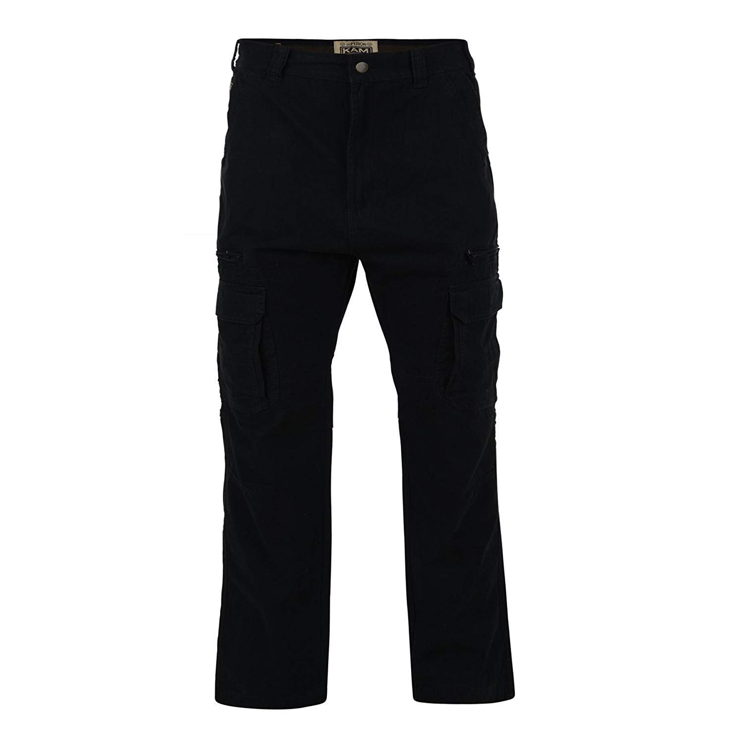 Kam Mens Big Size Relaxed Fit Cotton Cargo/Combat Trousers in Black