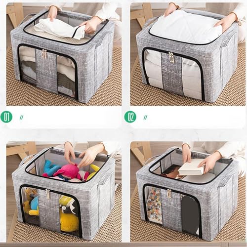 Contenedores de almacenamiento para ropa de 66L con ventana para dormitorio 4