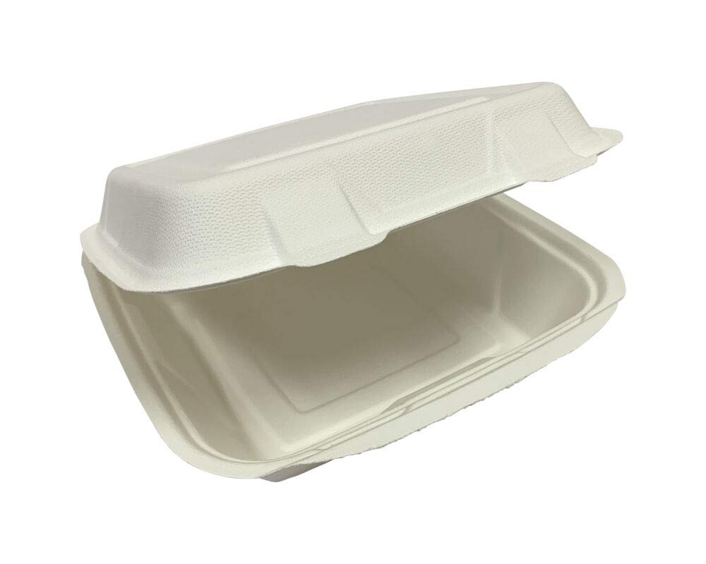 50 Menüboxen ToGo 238x234x76mm 1-teilig aus Zuckerrohr nature weiß