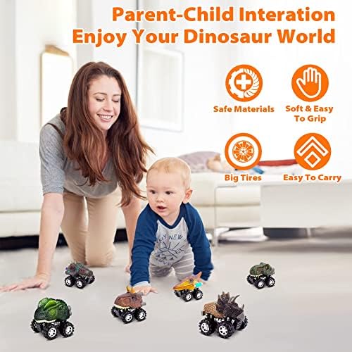 Dinosaur Toys for Boys Toys, Kids Toys Dinosaur Toys for 3 Year Old Boys 6 Pack Toddler Toys Pull Back Toy Cars for 2 Year Old Boys Christmas Birthday Easter Gifts for 2 3 4 5 6 Boys Girls