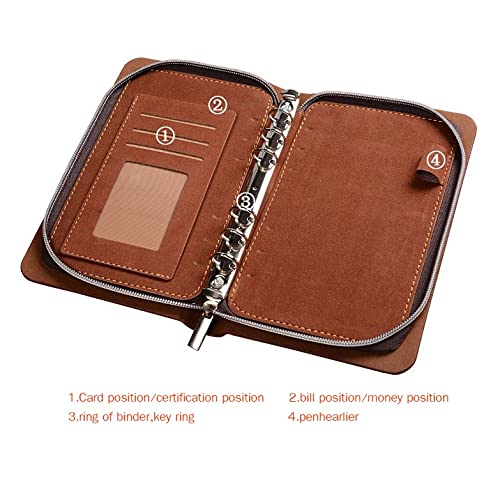 Carpeta de cuaderno de cuero A5 business zipper binder journal planeador 7