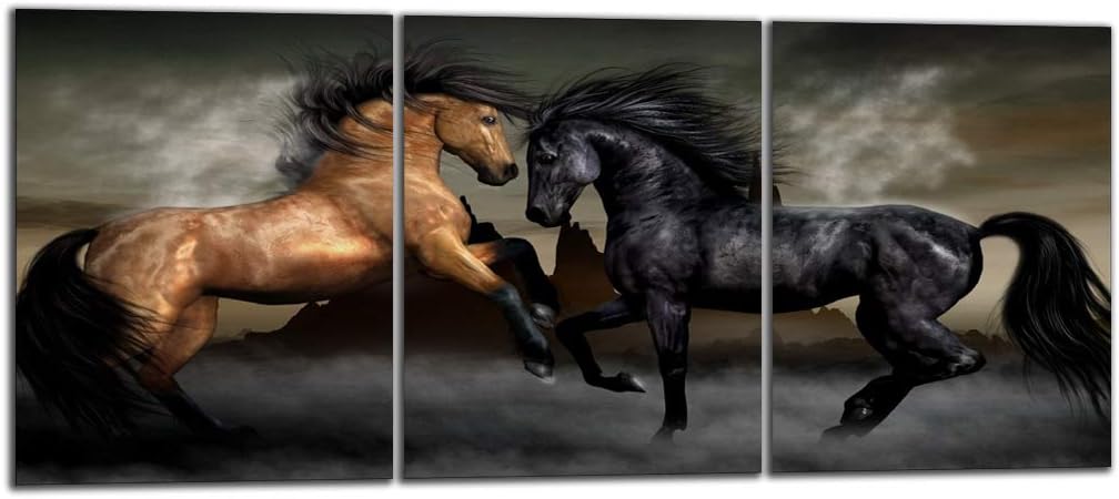 3 Panels Horse Poster Prints Modern Motivational Landscape Prainting Inspirational Animals Picture Entrepreneur Quotes Wall Art on Canvas for Living Room Office Bedroom Wall Decorations-36''W x 16''H