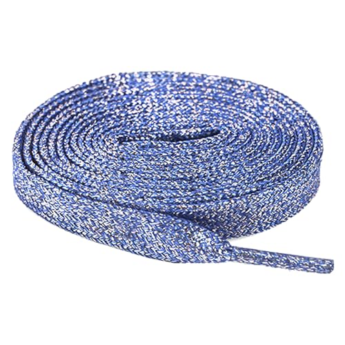 Anopo 2 Pares Cordones Planos Purpurina 10mm Trenzado Cordones de Repuesto para Zapatillas Deportivas Azul Zafiro Longitud 120cm