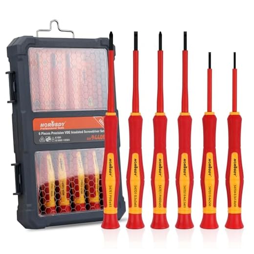 HORUSDY 1000V 6-Piece Mini Insulated Screwdriver Set, Magnetic Tip Mini Electrician Screwdriver Set Slotted(1.8mm,2.0mm2.5mm,3.0mm), Phillips: (PH00, PH0)