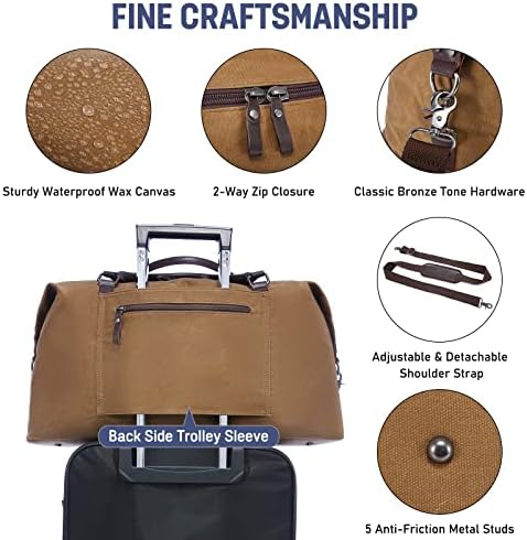 SUCIPI Oversized Canvas Duffle Bag Mens Weekend Travel Bag Weekender Overnight Carry On Travel Duffel Bags, With Toiletry Bag 4 SUCIPI Oversized Canvas Duffle Bag Mens Weekend Travel Bag Weekender Overnight Carry On Travel Duffel Bags, With Toiletry Bag