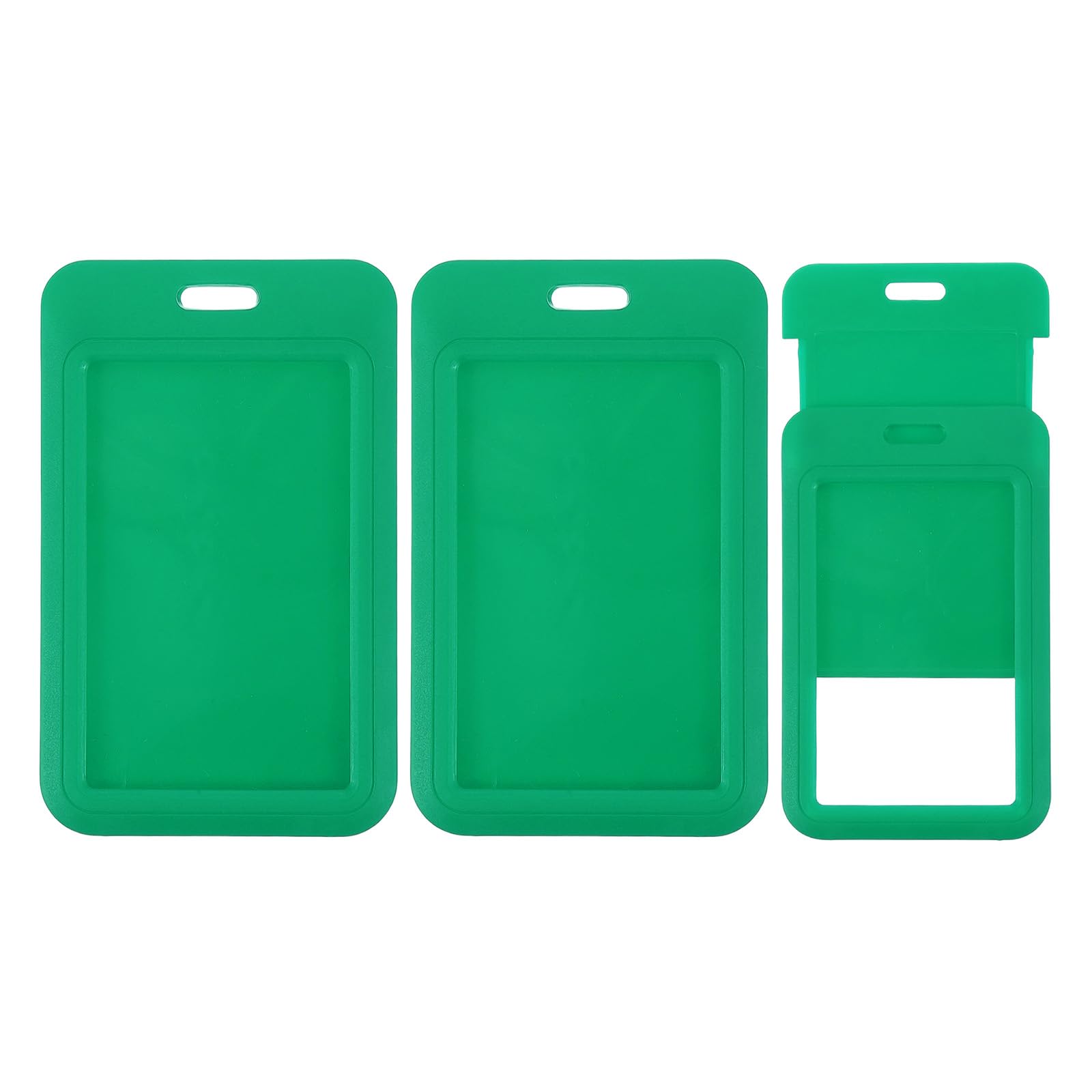 PATIKIL 3 Pack Clear Badge Holder, Plastic ID Badge Holder Clear Window Vertical ID Protector Clips for Credit Cards Proximity Key Cards Licenses, Green