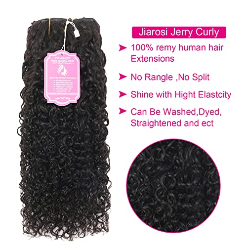 Jerry Curly Hair Clip in Extensions Real Human Hair 16 inch 3b 3c Curly Clip ins Soft 8A Real Brazilian Remy Human Hair Curly Hair Extensions for Black Women 7Pcs with 24 Clips Natural Black - Thumbnail 6