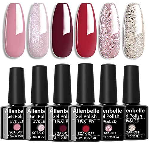 Allenbelle UV Nagellack Set Farben,Gel Nagellack Geschenkset,Shellac Set Uv Gel Nail Art,Soak Off UV LED Gel Nagellack…