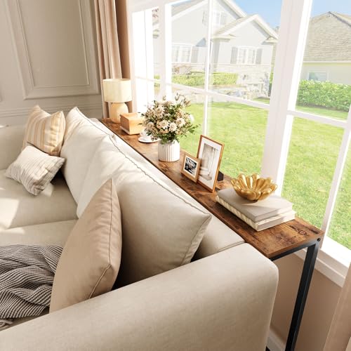 HOOBRO Narrow Console Table, 29.5" Small Entryway Table, Thin Sofa Side Display Table, for Hallway, Bedroom, Living Room, Foyer, Rustic Brown and Black BF75XG01