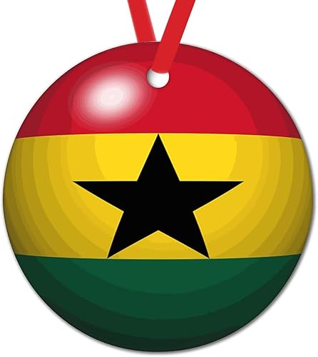 Miniatura 8 de WoGuangis Adorno patriótico simbólico nacional para árbol de Navidad, bandera de Ghana, recuerdo festivo, adorno de Navidad de cerámica, adornos de
