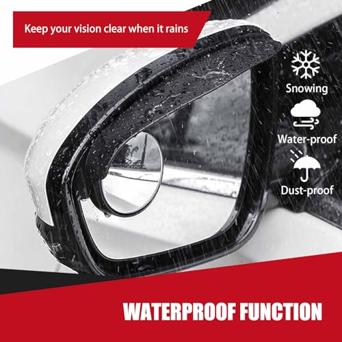Pack-2 Car Carbon Fiber Rain Eyebrow, 2-in-1 Adjustable Wide-angle Rearview Blind Spot Mirror, Rainwater Diversion Reflective Protective Cover, Universal for Cars Side Mirror Parts (Black) - Image 4