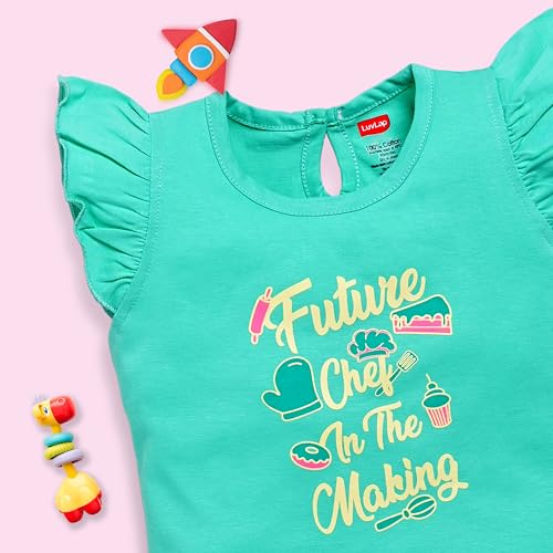 Image of LuvLap Baby Girls Regular Fit 100% Cotton Half Sleeves Girls Top CoSets Pack of 3