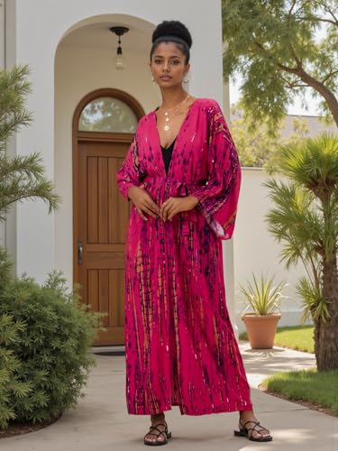 Image of Women's Kimono Cover Up Long Beach Dress Swimsuit Cover Ups Colorful Cardigan Lightweight Robe for Swimwear