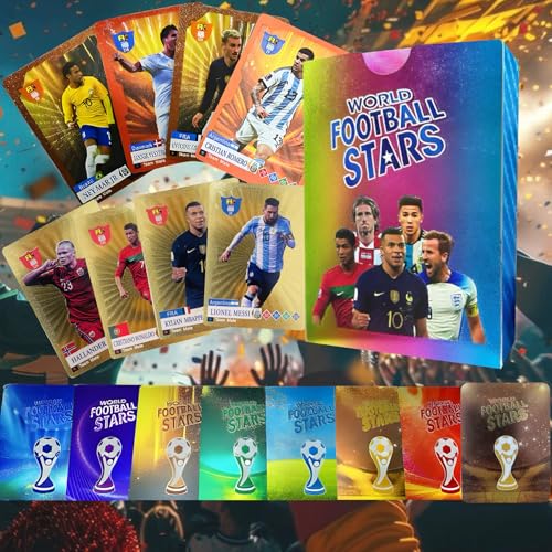 Soccer Trading Cards 2024-2025, 55PCS Gold Football Cards