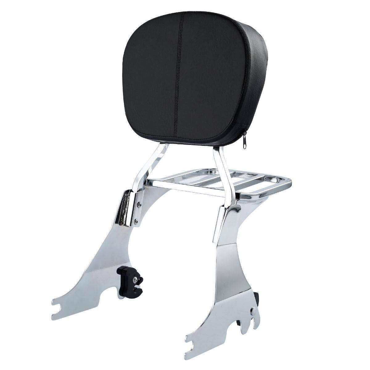 TCMT Portapacchi cromato con schienale Sissy Bar compatibile con Harley Sportster 883 XL883 2004-2022 SuperLow 2011-2019 1200T XL1200T 2014-2017 Sportster XL1200L 2006-2011 Forty Eight XL1200X 2010
