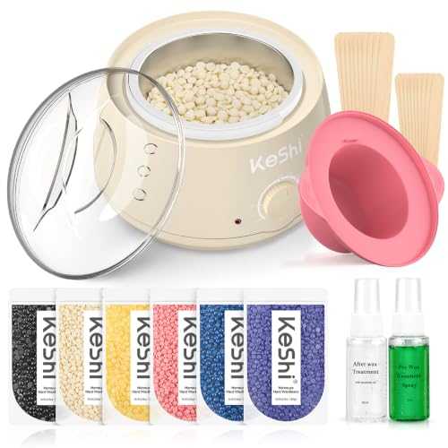 Image of KeShi Waxing Kit, Painless Hair Removal Wax Warmer with 6 Bags Wax Beans(Ivory)