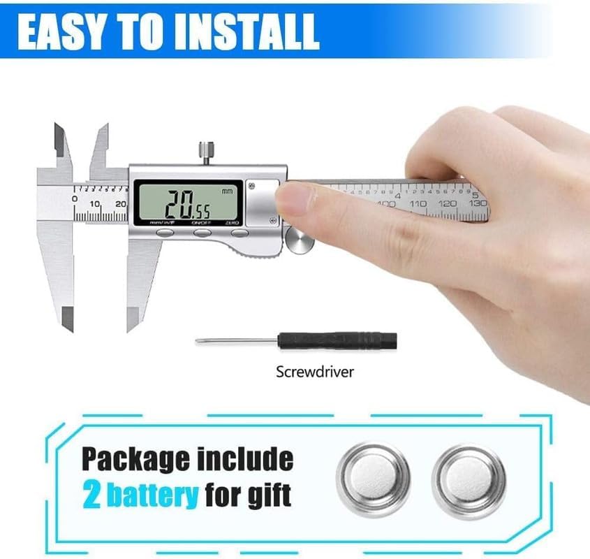 Image of SKADIOO Precision Measuring Tool Set - Stainless Steel Digital Vernier Caliper 6 Inch & Digital Micrometer 0-25mm | LCD Display, High Accuracy for Machinist, Engineering, DIY Use.
