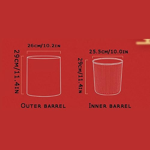 Miniatura 5 de Bote de basura creativo trapezoidal estable y antirvuelco, anillo de presión, cubo redondo, cubo de basura, cubo de almacenamiento, color rojo,