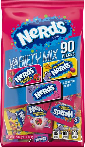 Image of NERDS Variety Mix Assorted Candy, Individually Wrapped, 41.76 Ounce, 90 Ct (Pack of 6)