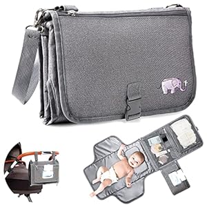 Portable Diaper Changing Pad with Built-in Head Cushion,Newborn Baby Changing Pad with Smart Wipes Pocket,Waterproof Travel Changing Mat Station kit,Baby Diaper Bag Shower Gift for Boys and Girls…