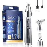 YONGPOW Cortapelos Nariz,Profesional 3 en 1 Recortador Pelos Nariz Recargable por USB-C,Indoloro Corta Pelos Oreja y Nariz para la Cara,la Barba y Las Cejas,IPX7 Impermeable,Cuchillas de Doble Filo
