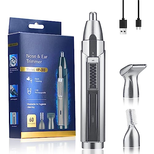 YONGPOW Cortapelos Nariz,Profesional 3 en 1 Recortador Pelos Nariz Recargable por USB-C,Indoloro Corta Pelos Oreja y Nariz para la cara,la barba y las cejas,IPX7 Impermeable,cuchillas de doble filo