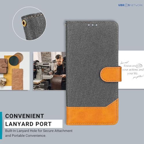 Image of Samsung A32 5G Flip Back Cover Case | Denim Fabric | Eco-Friendly Leather | Magnetic Closure | Shockproof Stylish Mobile Flip Cover for Samsung A32 5G (Grey)