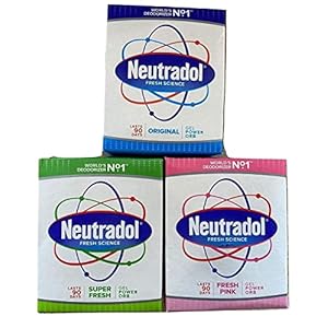 Neutradol Gel Power Orbs x 3 Orbs. 1x Super Fresh, 1x Fresh Pink, 1x Original for Clean, Fresh Air at Home and at Work