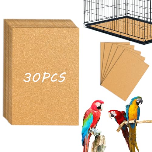 HamsaCC 30PCS Gravel-Paper Bird Cage Liner - Birdcage Liner For Grinzding Claw Easy To Clean Pet Cage Supplies Natural Harmless For Parrots Birds