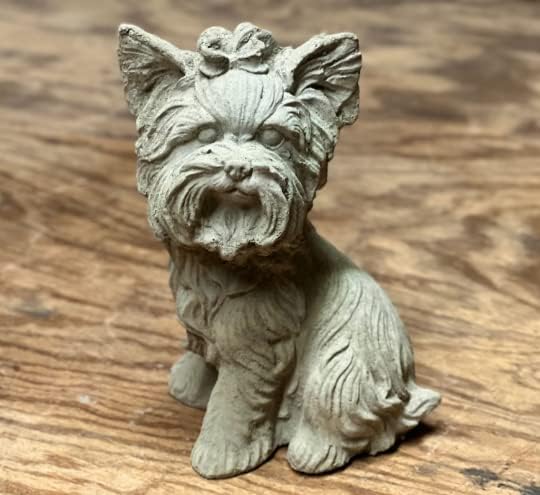 Yorkie Dog Cement Sculpture Yorkshire Terrier Concrete Figurine Gift for Dog Lovers Garden Decoration