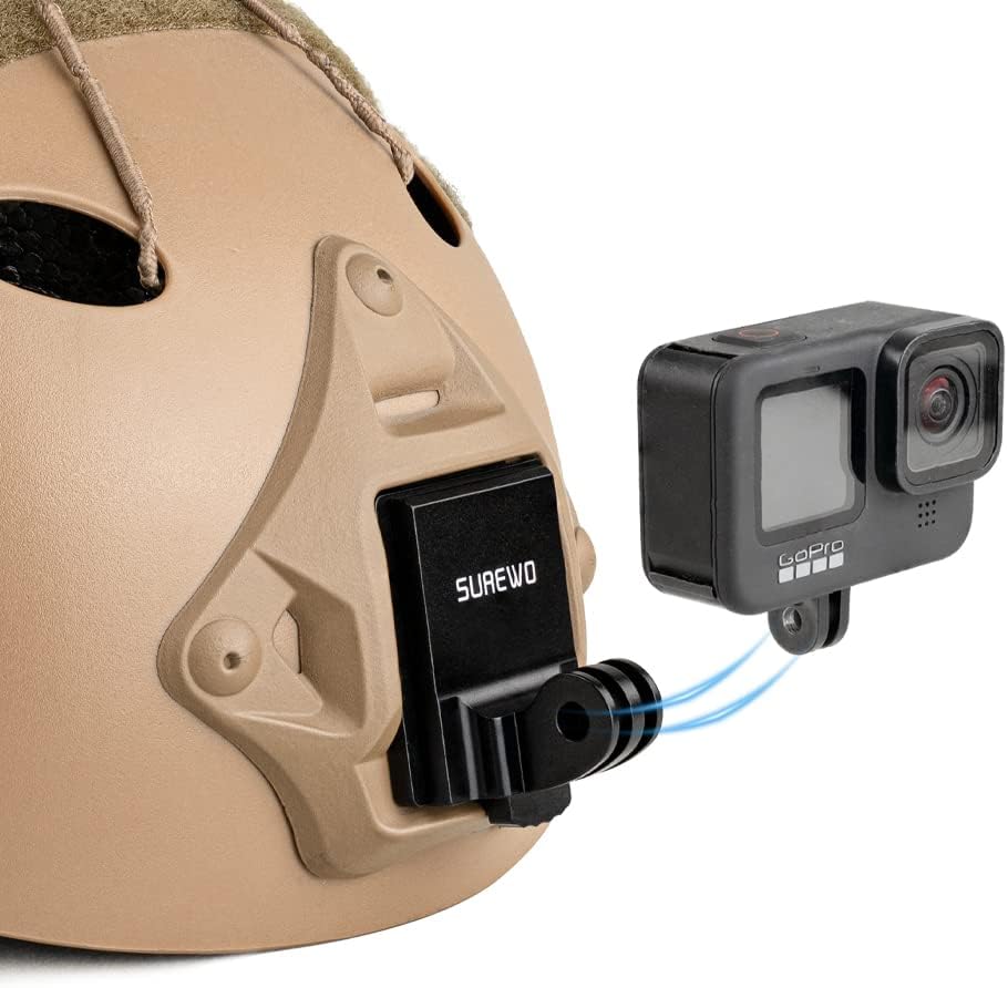 SUREWO Aluminum NVG Mount Compatible with GoPro Hero 10/9/8/7/6/5 Black, Tactical Helmet NVG Mount Compatible with DJI Osmo Action 2,Insta360 ONE R/AKASO/Crosstour and Most Action Cameras