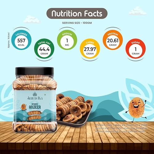 Image of Auravita Naturally Dried Premium Anjeer 500gm | Soft Juicy Figs Dry Fruit | No Added Sugar | Rich Source Of Fiber | Low in Fat | Healthy Snack